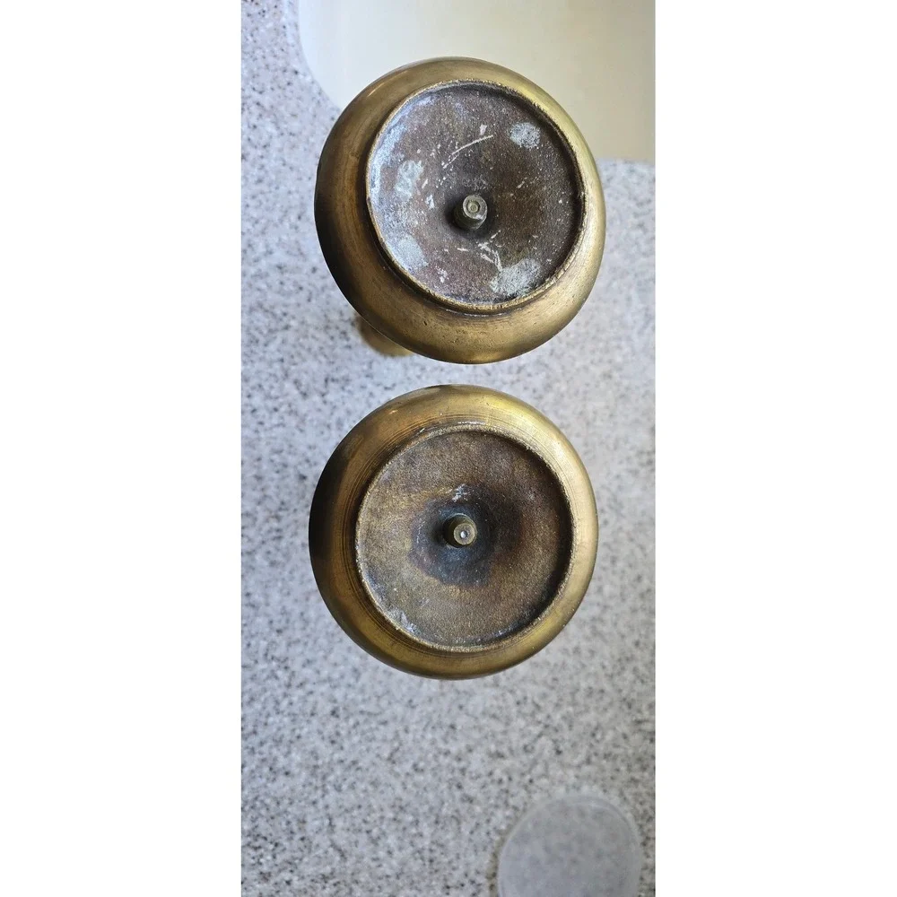 Vintage Brass Candlestick Holders Pair Classic Baluster Taper Candle Stands Gold